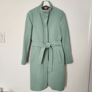 J Crew Mint Green Wool Blend Coat Size 4